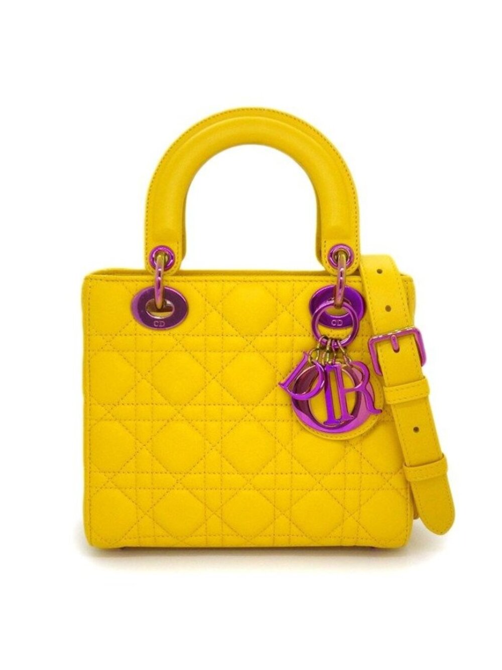 Dior Shoulder Bag Lady Dior Small Sani Yellow Cannage Lambskin Pink